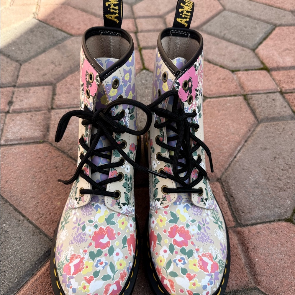 Dr. Martens Multicolor Floral Combat Boots - Picture 2 of 11